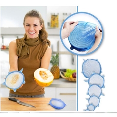 Set 6 Miếng Nắp Đậy Silicon Co Giãn - Bọc Chén, Bát, Thực Phẩm Cần Bảo Quản