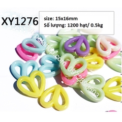 50-100gam Hạt trái tim, mặt cười các kiểu loai có lỗ xỏ dây dùng làm vòng hạt,cột tóc, đồ chơi, làm thủ công... (p225)