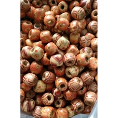 (p118-15) gói 10 -50 hạt gỗ in hoa văn 12mm lỗ lớn 6.8mm