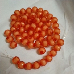 10-50gam Hạt nhựa 8mm cạnh nhân trắng màu cam có lỗ xỏ làm vòng hạt, trang trí handmade