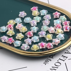 5-20 hạt nhựa ngôi sao, hoa 5 cánh, hạt nhân mờ, hạt nhân bóng 12mm có lổ xỏ làm vòng, trang trí handmade tùy thích