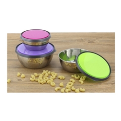 bộ 3 tô (bát ) inox không rỉ có nắp đậy size 12-14-16cm