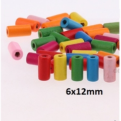 10-20 ống gỗ xỏ dạng trụ 6x12 & 10x20mm làm trang sức, đồ chơi, trang trí
