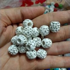 5viên charm gốm đính đá trắng 12mm