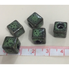 10 hạt gốm sứ vuông xanh hoa văn 9mm
