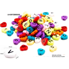 set 35/70/180 Hạt Chữ Cái trái tim nền trắng chữ đen (25gam)