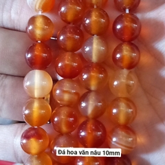 1 viên đá hoa văn nâu, trắng xám có lỗ xỏ 1mm đến 1,5mm size 10mm 12mm