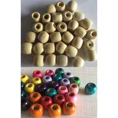 (P118-36) 25-100gam hạt gỗ 11x12mm & 16x17mm lỗ lớn dùng làm đồ chơi, trang trí