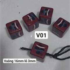 10gam hạt nhựa vuông, hình thoi có lỗ xỏ  16mm- V01, V02- V03- V04