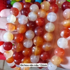 1 viên đá hoa văn nâu, trắng xám có lỗ xỏ 1mm đến 1,5mm size 10mm 12mm