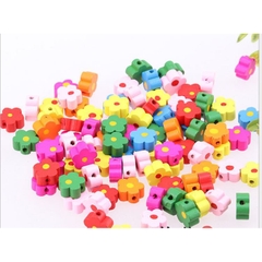 10 hạt hoa gỗ nhiều kiểu để chọn làm đồ chơi, trang sức, trang trí DIY -mã 2001-2007