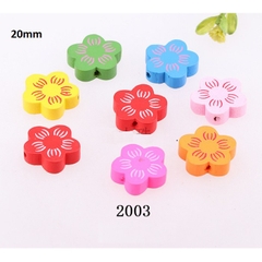 10 hạt hoa gỗ nhiều kiểu để chọn làm đồ chơi, trang sức, trang trí DIY -mã 2001-2007