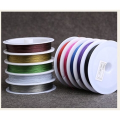 dây cáp, dây thép dẻo + chốt kẹp bi đầu dây 2.5mm xỏ hạt làm vòng, rèm màu xám