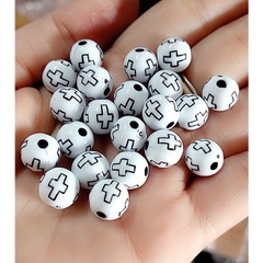 360 hạt nhựa tròn khắc thánh giá 8mm (thập giá) (gói 100gam)