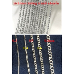 xích inox không rỉ nhuyễn size 0.3-0.4-0.5-0.6-0.8mm- gói 2met