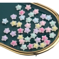 5-20 hạt nhựa ngôi sao, hoa 5 cánh, hạt nhân mờ, hạt nhân bóng 12mm có lổ xỏ làm vòng, trang trí handmade tùy thích