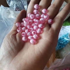 40 hạt nhựa 10mm hồng nhạt nhân trắng