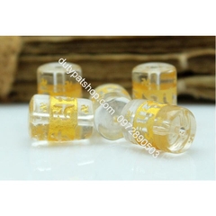 (Giá sĩ) 25-100viên (1dây) lu thống 8x12mm, 10x14mm, 12x16mm, đá tròn 6-8-10 in chú đại bi nhiều màu làm vòng phong thủy