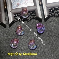 mặt hồ ly thủy tinh nhỏ xinh 14x18mm làm mặt dây chuyền, hoa tai