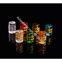 (Giá sĩ) 25-100viên (1dây) lu thống 8x12mm, 10x14mm, 12x16mm, đá tròn 6-8-10 in chú đại bi nhiều màu làm vòng phong thủy