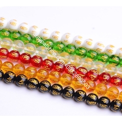 (Giá sĩ) 25-100viên (1dây) lu thống 8x12mm, 10x14mm, 12x16mm, đá tròn 6-8-10 in chú đại bi nhiều màu làm vòng phong thủy