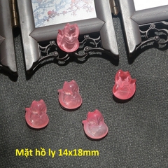 mặt hồ ly thủy tinh nhỏ xinh 14x18mm làm mặt dây chuyền, hoa tai