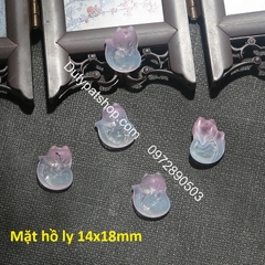 mặt hồ ly thủy tinh nhỏ xinh 14x18mm làm mặt dây chuyền, hoa tai