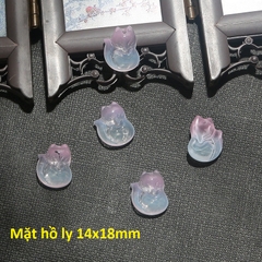 mặt hồ ly thủy tinh nhỏ xinh 14x18mm làm mặt dây chuyền, hoa tai