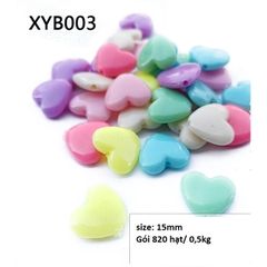 10 hạt nhựa trái tim trơn đủ size 9mm-10mm-12mm-13mm-15mm