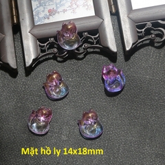 mặt hồ ly thủy tinh nhỏ xinh 14x18mm làm mặt dây chuyền, hoa tai
