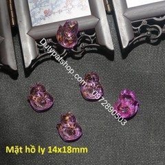 mặt hồ ly thủy tinh nhỏ xinh 14x18mm làm mặt dây chuyền, hoa tai