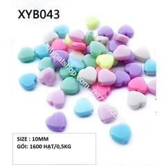 50-100gam Hạt trái tim, mặt cười các kiểu loai có lỗ xỏ dây dùng làm vòng hạt,cột tóc, đồ chơi, làm thủ công... (p225)