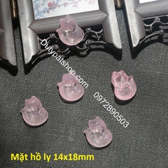 mặt hồ ly thủy tinh nhỏ xinh 14x18mm làm mặt dây chuyền, hoa tai