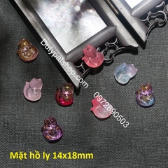 mặt hồ ly thủy tinh nhỏ xinh 14x18mm làm mặt dây chuyền, hoa tai