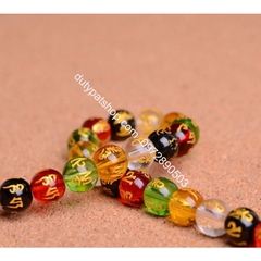 (Giá sĩ) 25-100viên (1dây) lu thống 8x12mm, 10x14mm, 12x16mm, đá tròn 6-8-10 in chú đại bi nhiều màu làm vòng phong thủy