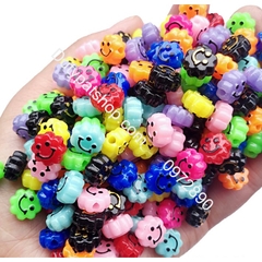 100-500gam hạt nhưa cánh hoa đủ màu in chữ cái size 12mm có lỗ xỏ làm vòng hạt, nguyên liệu trang trí handmade