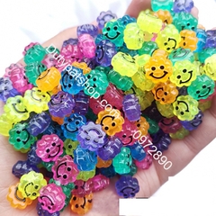 100-500gam hạt nhưa cánh hoa đủ màu in chữ cái size 12mm có lỗ xỏ làm vòng hạt, nguyên liệu trang trí handmade