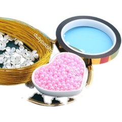 1set hạt cánh hoa, hạt tròn, dây kẽm nguyên liệu làm hoa hạnh phúc thủ công