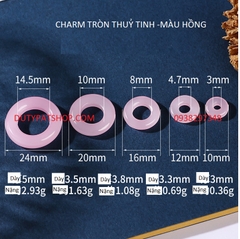 10 cái Charm thuỷ tinh tròn nhiều size 10mm, 12mm, 16mm, 20mm, 24mmm