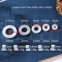 10 cái Charm thuỷ tinh tròn nhiều size 10mm, 12mm, 16mm, 20mm, 24mmm