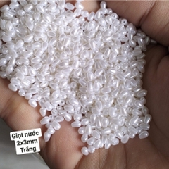 10gam hạt bẹt, cườm nhựa giọt nước, hạt lúa, hạt gạo màu trắng kem xỏ vòng hat, trang trí thủ công