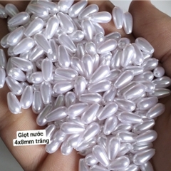 10gam hạt bẹt, cườm nhựa giọt nước, hạt lúa, hạt gạo màu trắng kem xỏ vòng hat, trang trí thủ công