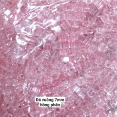 10-100 gam Đá thuỷ tinh vuông 7mm nhiều màu.