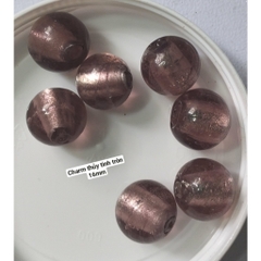 2 Hạt charm thủy tinh  trái tim, tròn in hoa văn làm vòng handmade, trang trí thủ công tùy thích
