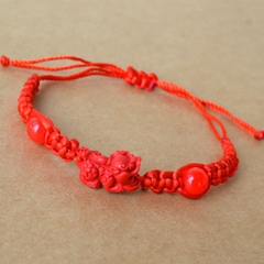 Vòng tay Dây chỉ đỏ may mắn tỳ hưu có thể co rút