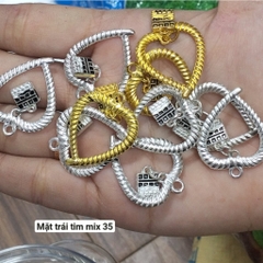 2- 5 cái Mặt kim loại hỗn hợp trái tim mix 35