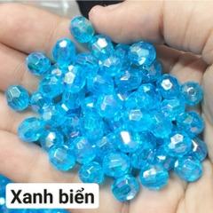 10-50gam hạt nhựa góc 8mm màu ánh cừ có lỗ xỏ làm vòng hạt , túi xách,trang trí
