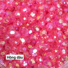 10-50gam hạt nhựa góc 8mm màu ánh cừ có lỗ xỏ làm vòng hạt , túi xách,trang trí