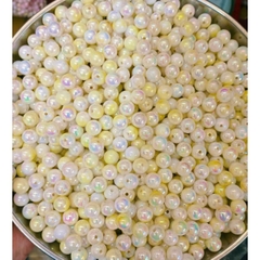 50gam hạt nhựa 6mm/8mm/10mm đa sắc bóng cừ có lỗ xỏ làm vòng hạt, trang trí làm thủ công