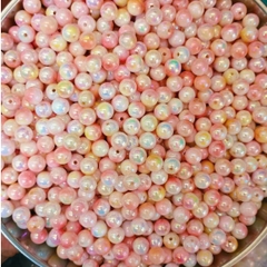 50gam hạt nhựa 6mm/8mm/10mm đa sắc bóng cừ có lỗ xỏ làm vòng hạt, trang trí làm thủ công